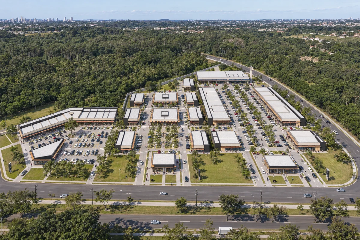 Vista geral do open mall Cidade Industrial em Curitiba