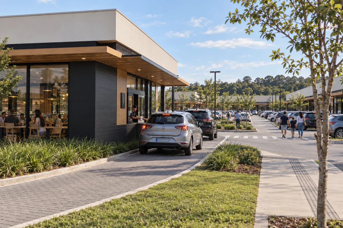 A alimentação também contempla atendimento por drive-thru.